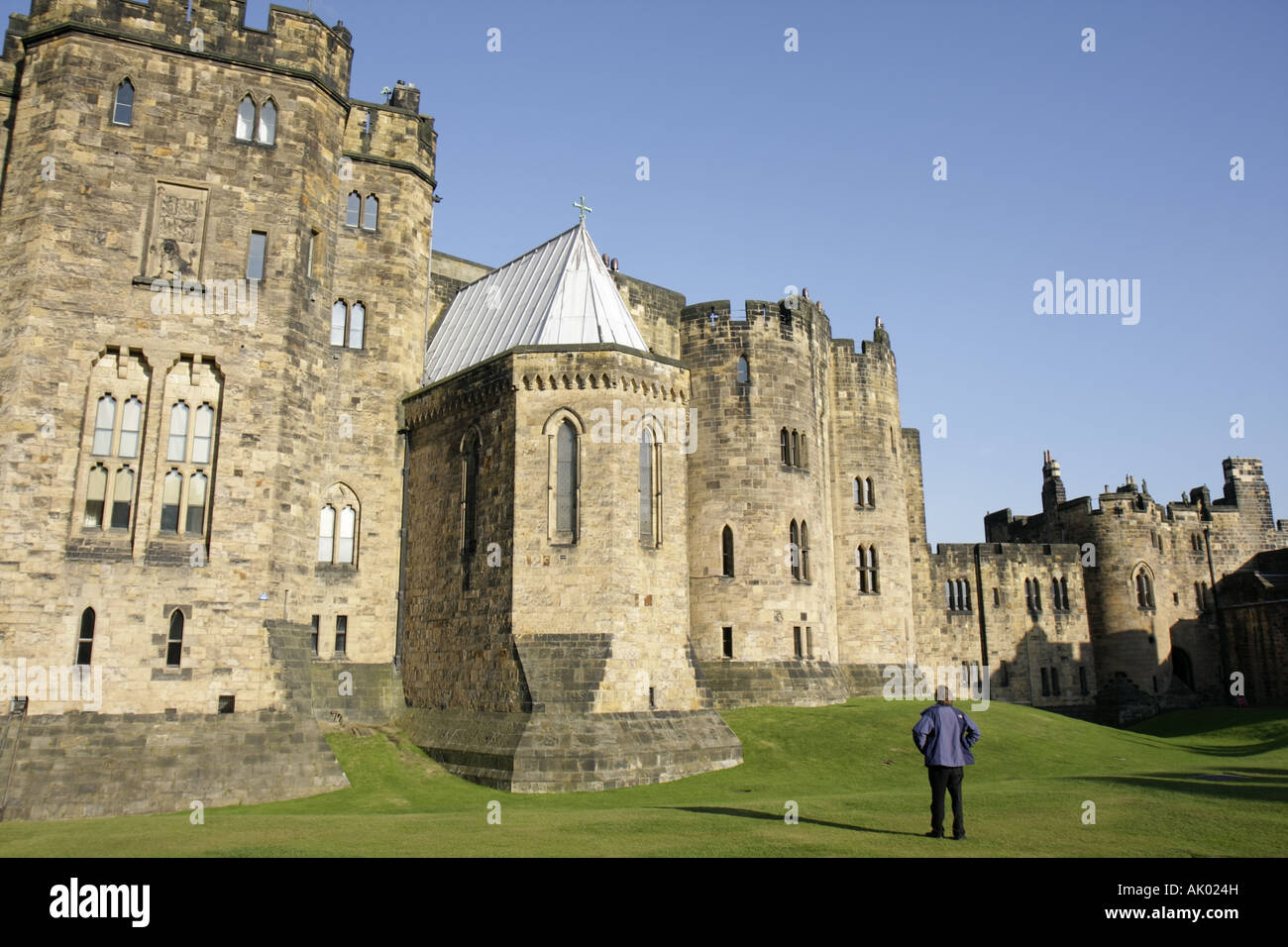 Vereinigtes Königreich England Northumberland, Alnwick, Alnwick Castle, 11. Jahrhundert, normannische Architektur, Harry Potter-Film-Website, UK071002084 Stockfoto