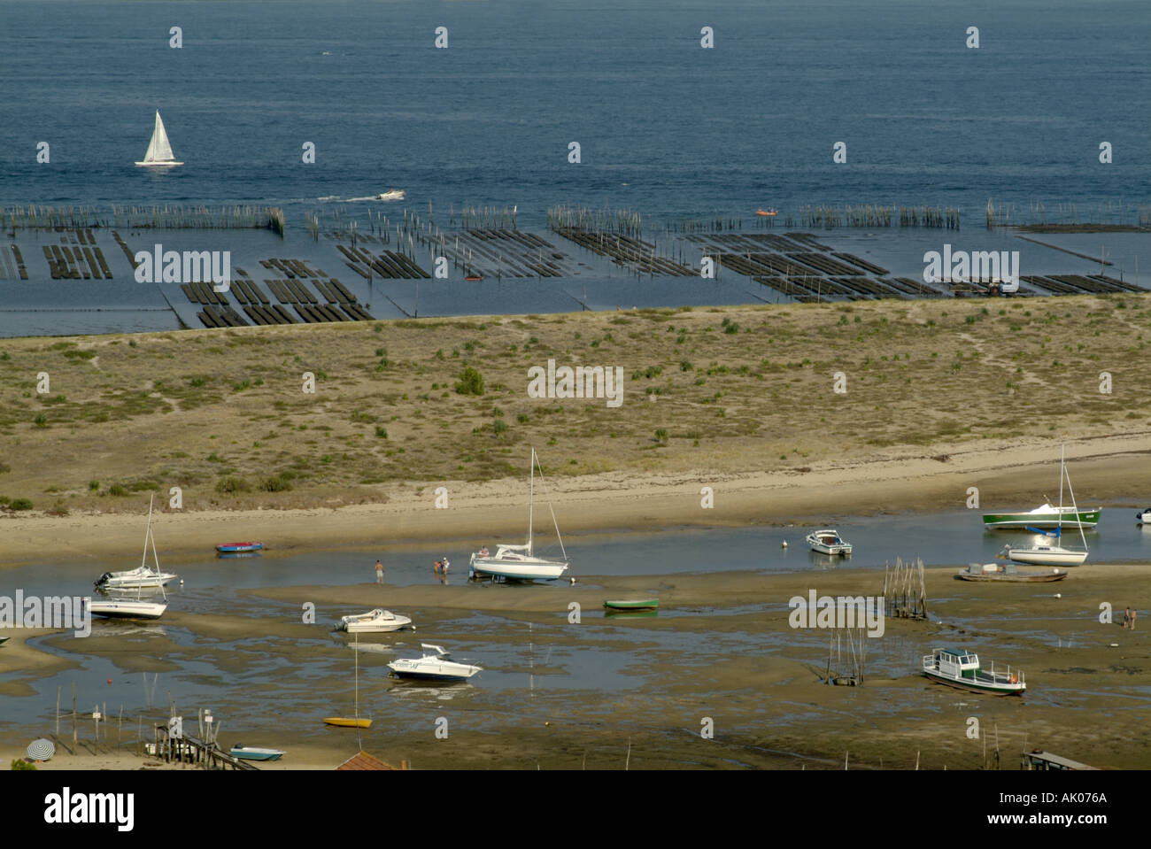 Frankreich das Becken von Arcachon und die Düne von Pyla vom Cap Ferret Leuchtturm Stockfoto