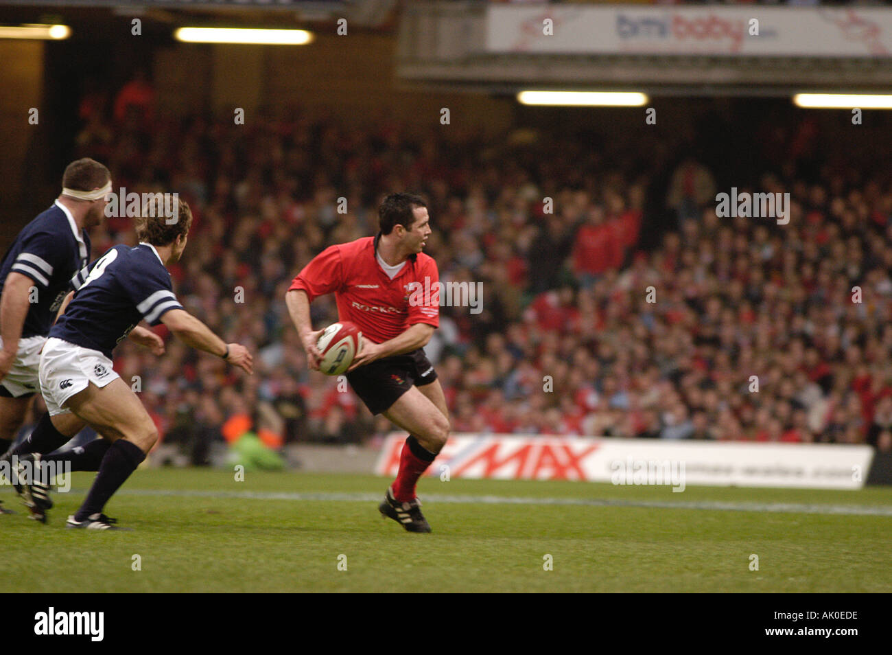 Cardiff 14. Februar 2004 Wales V Schottland Rugby International Wales Scrum halb Gareth Cooper Stockfoto