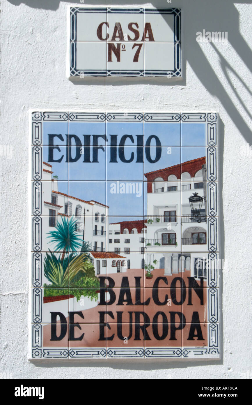 Melden Sie sich für den Balcon de Europa, Nerja, Costa Del Sol, Andalusien, Spanien Stockfoto