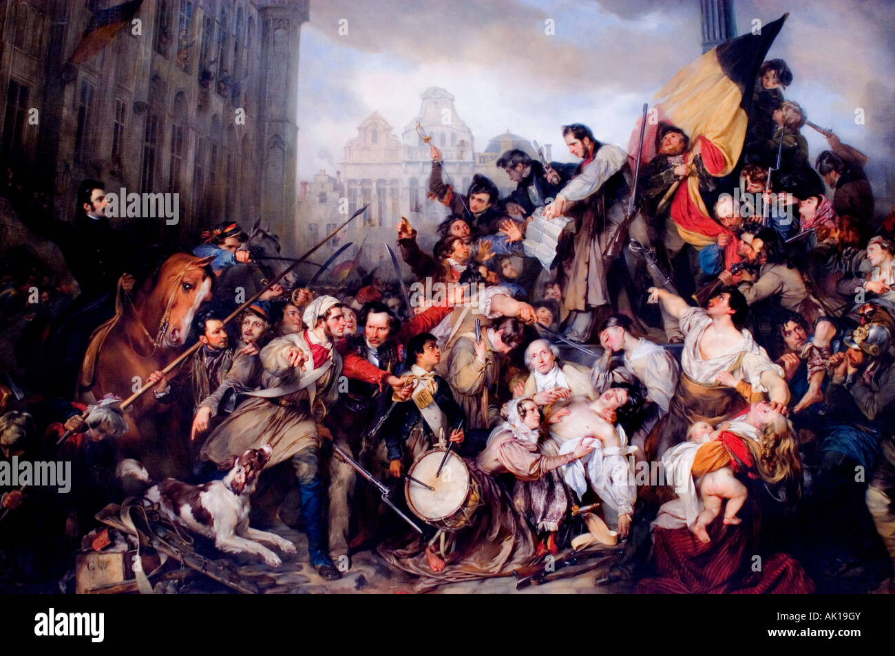 Folge der September Tagen 1830 Grand Place von Brüssel von Egide Charles Gustave, Baron Wappers 1803 1874 belgischen Maler Stockfoto