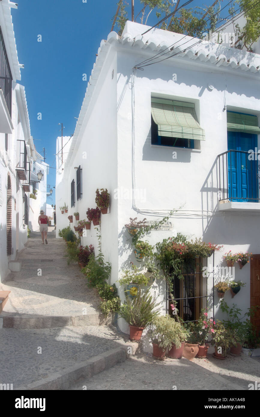 Soft-Fokus-Schuss der Altstadt, Frigiliana bei Nerja, Costa Del Sol, Andalusien Spanien Stockfoto