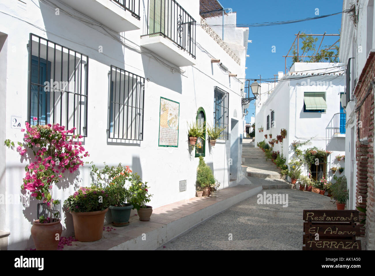 Die historische Altstadt von Frigiliana in der Nähe von Nerja, Costa Del Sol, Andalusien, Spanien Stockfoto