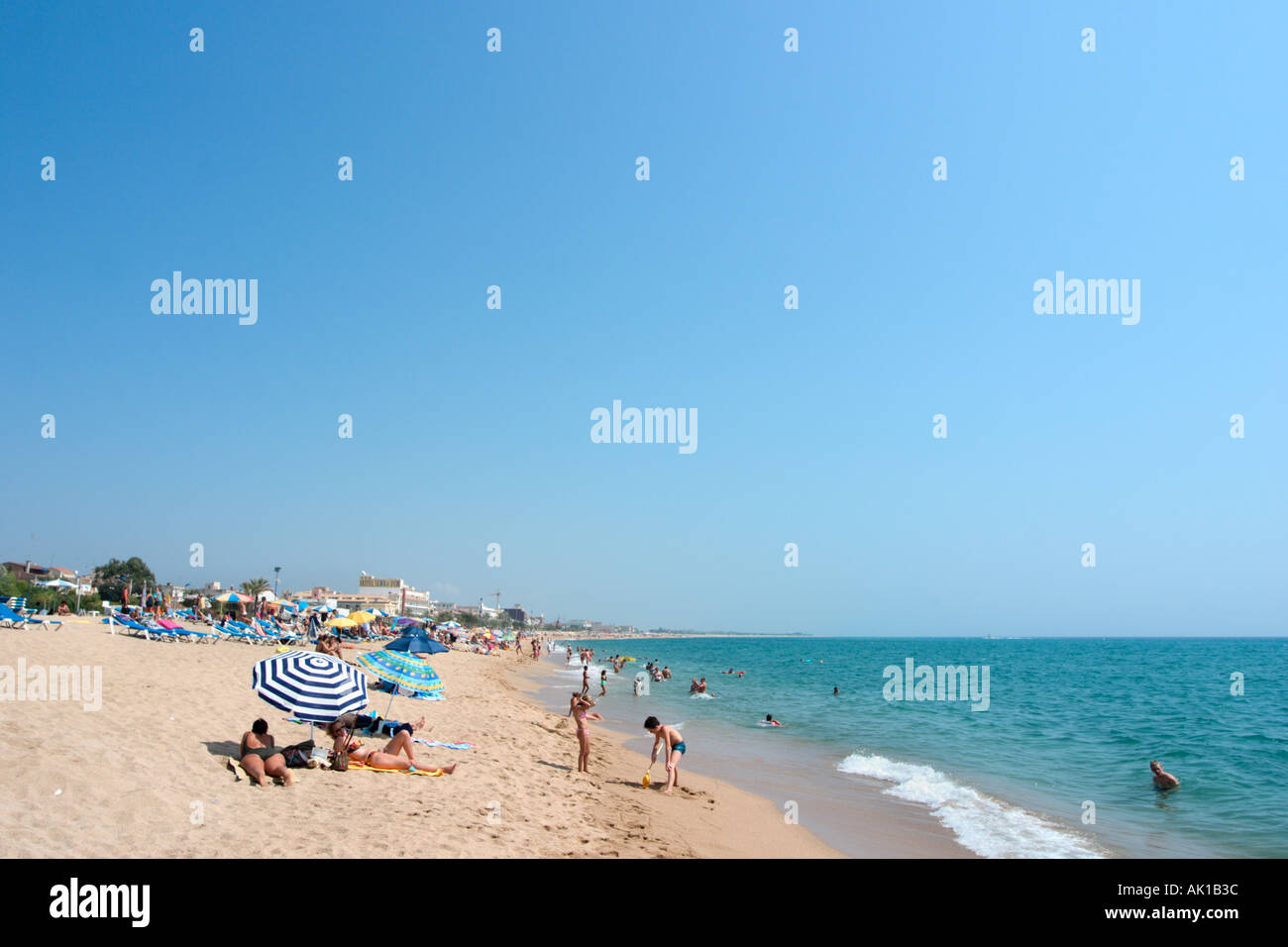 Hauptstrand, Malgrat de Mar, Costa Brava, Katalonien, Spanien Stockfoto