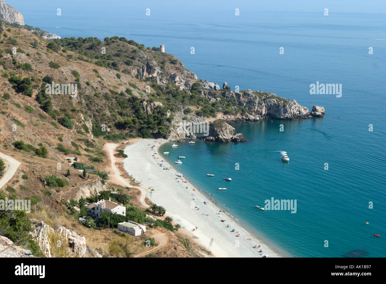 Strand in der Nähe von La Herradura, Almuñécar, Costa Del Sol, Andalusien, Spanien Stockfoto