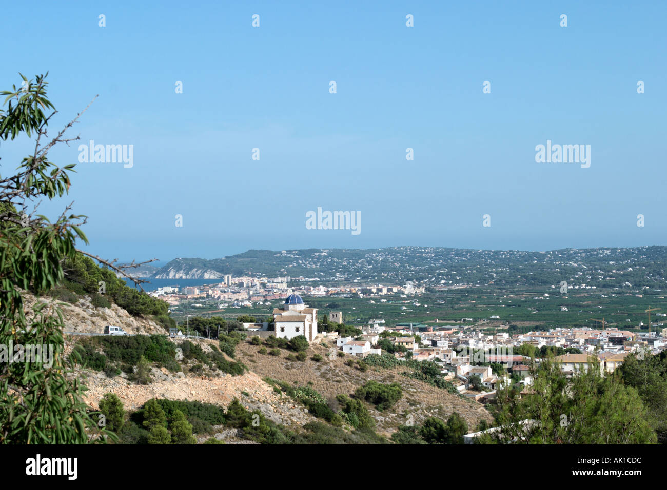 Blick über Stadt und Urlaubsort Javea (Xabia), Costa Blanca, Spanien Stockfoto