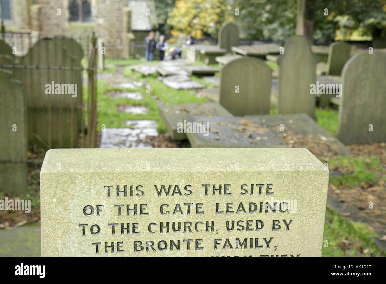 Großbritannien England North Yorkshire, Haworth, Church Street, Bronte Parsonage Museum, Bronte Sisters, Schriftsteller, Schriftsteller, historische Marker, Friedhof, UK071014023 Stockfoto