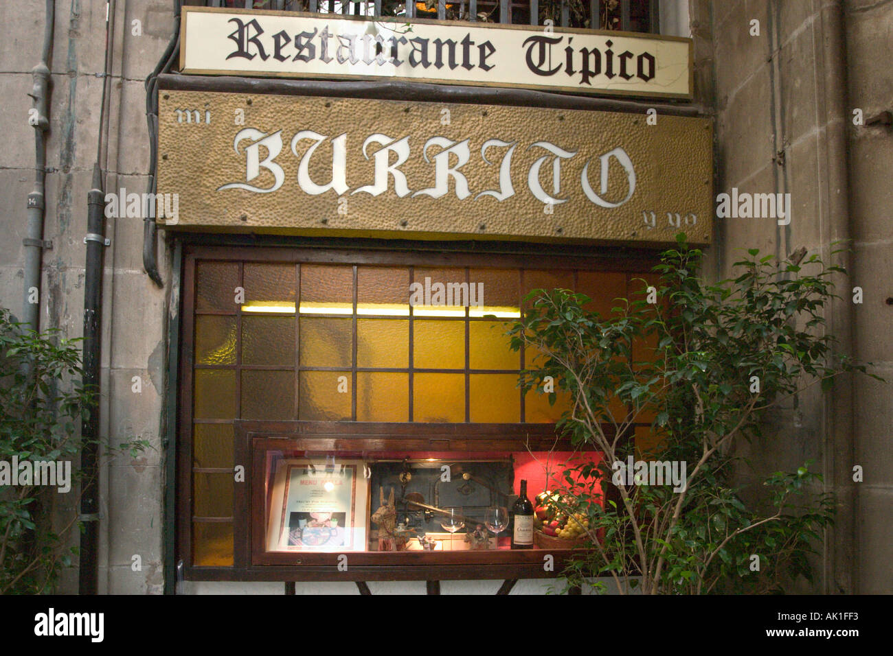 Restaurant im Barri Gotic (gotisches Viertel), Barcelona, Katalonien, Spanien Stockfoto