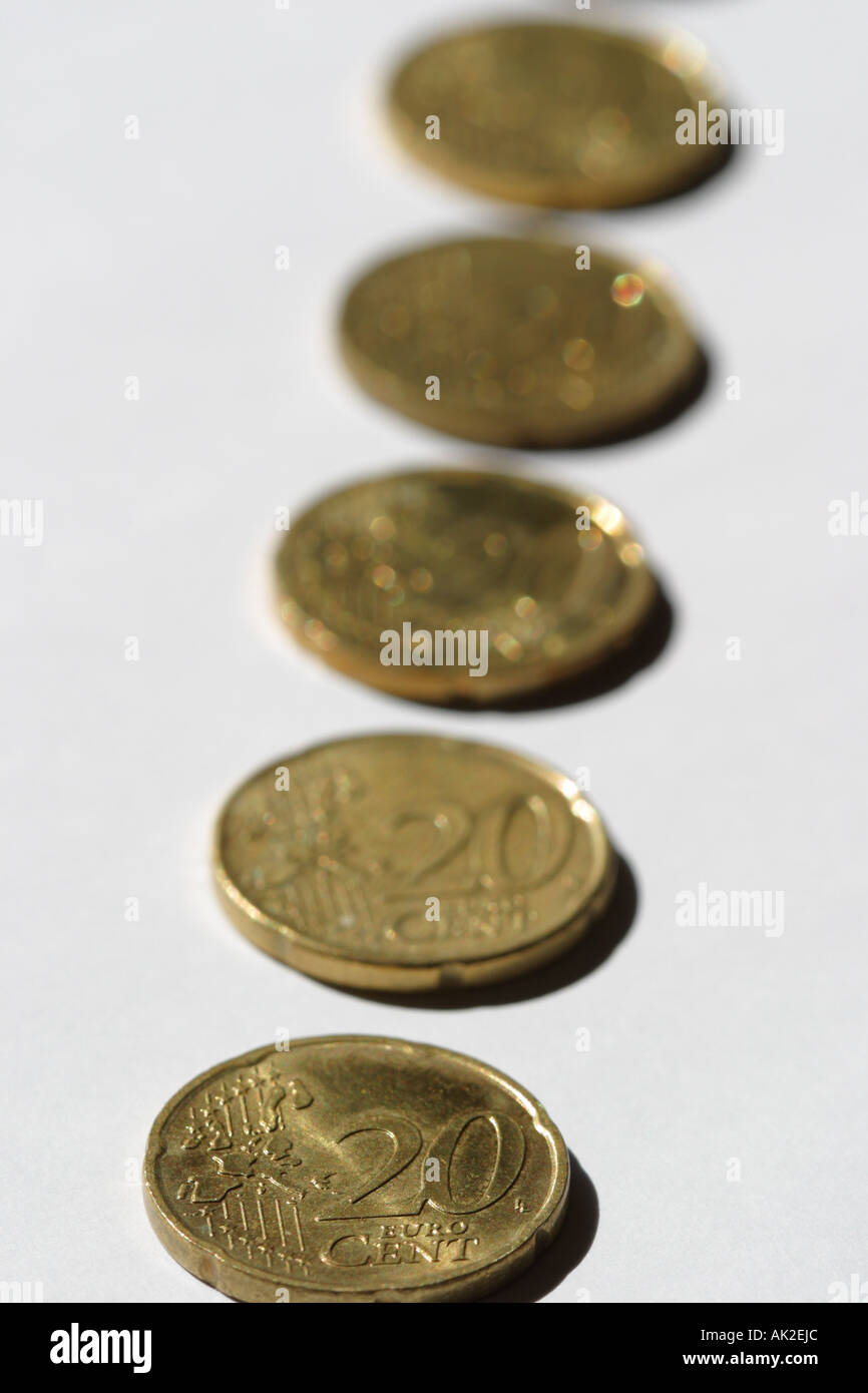 Eine Reihe von Euro-Münzen-Geld Stockfoto