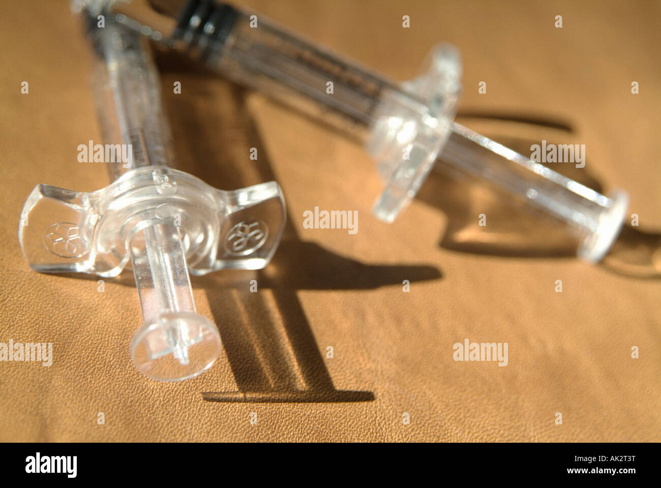Nahaufnahme eines Paares von Spritzen Stockfoto