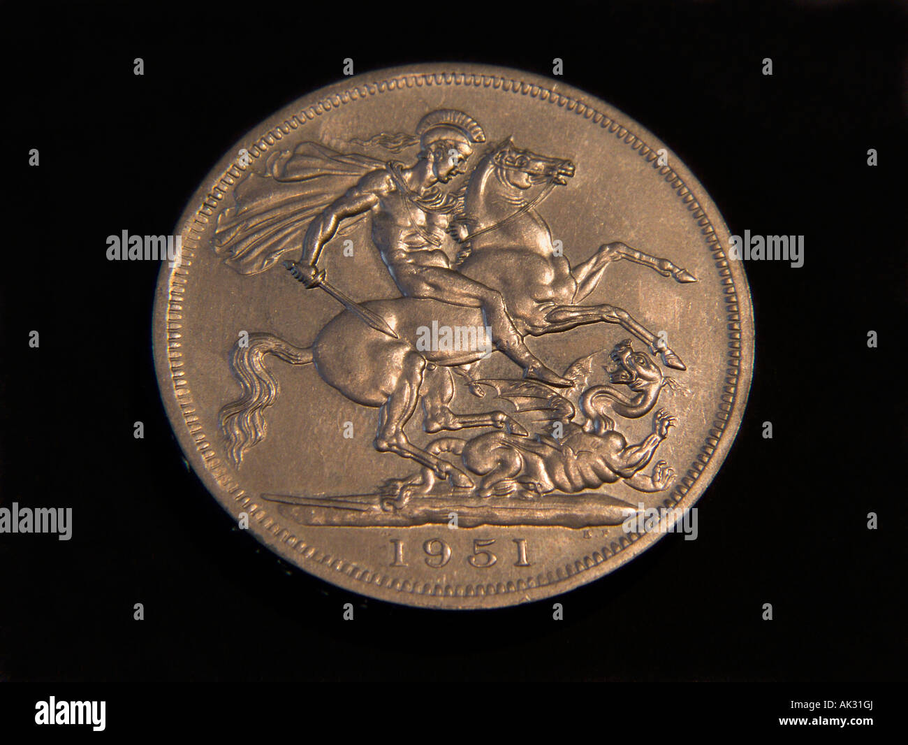 1951 George VI Crown Münze des Vereinigten Königreichs Stockfoto