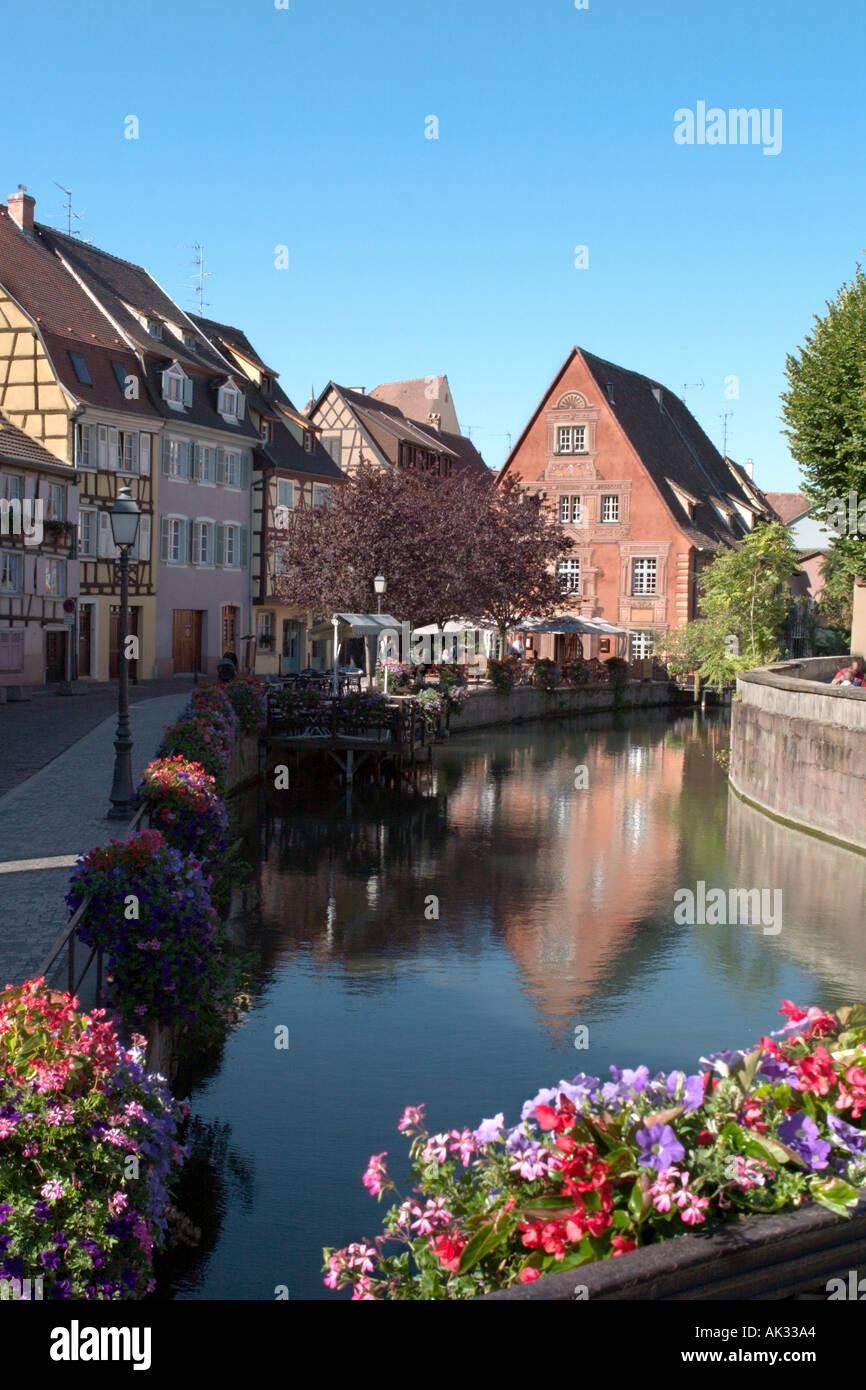 Traditionelle Häuser am Quai De La Poisonnerie, Colmar, Elsass, Frankreich Stockfoto