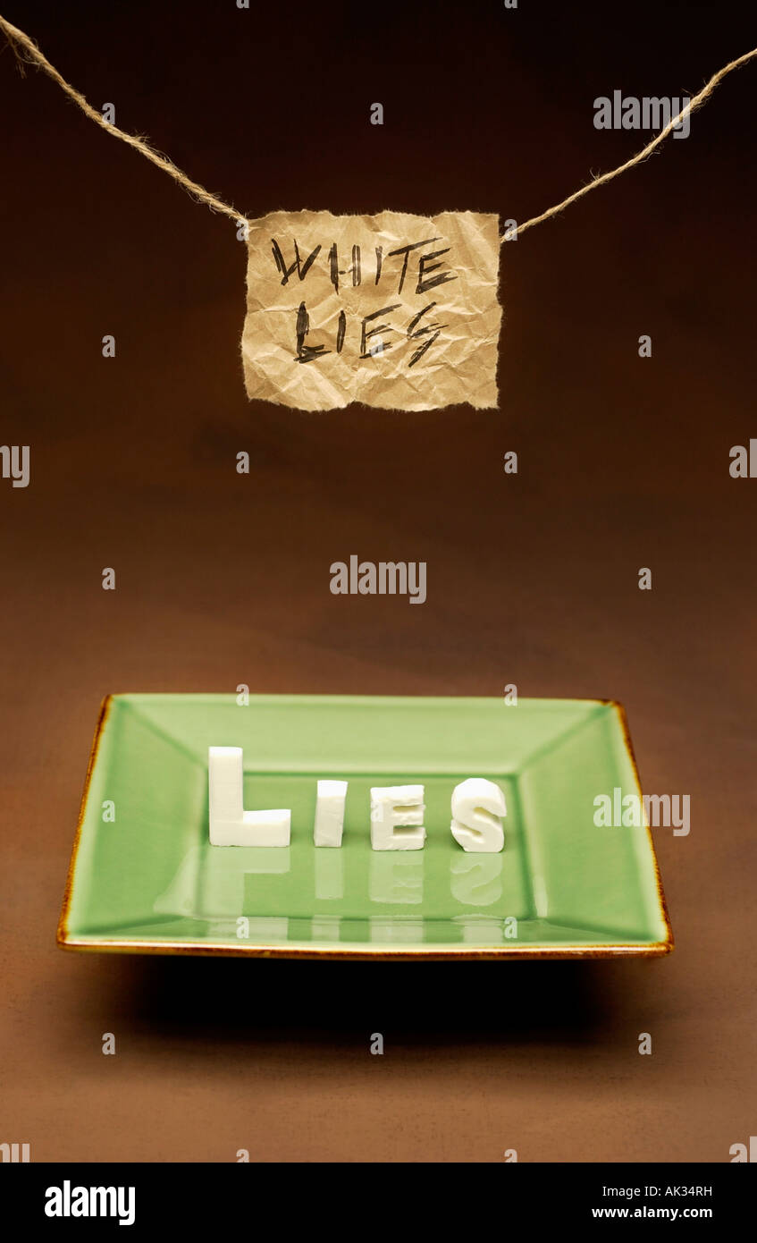 Schild mit der Aufschrift "White Lies" Stockfoto