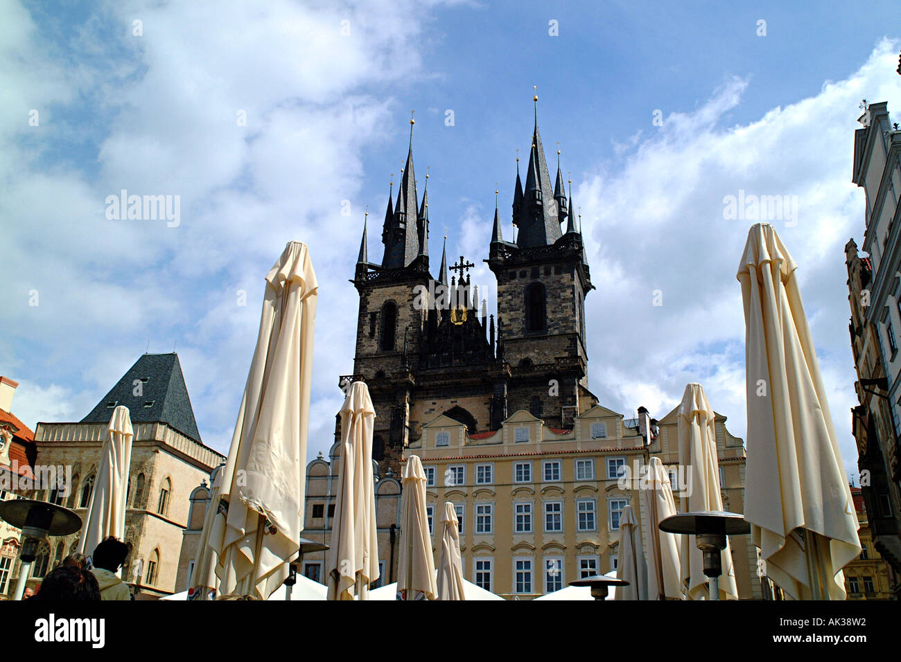 Blick auf den Wenzelsplatz der Tyn-Kathedrale Prag, Tschechien Stockfoto