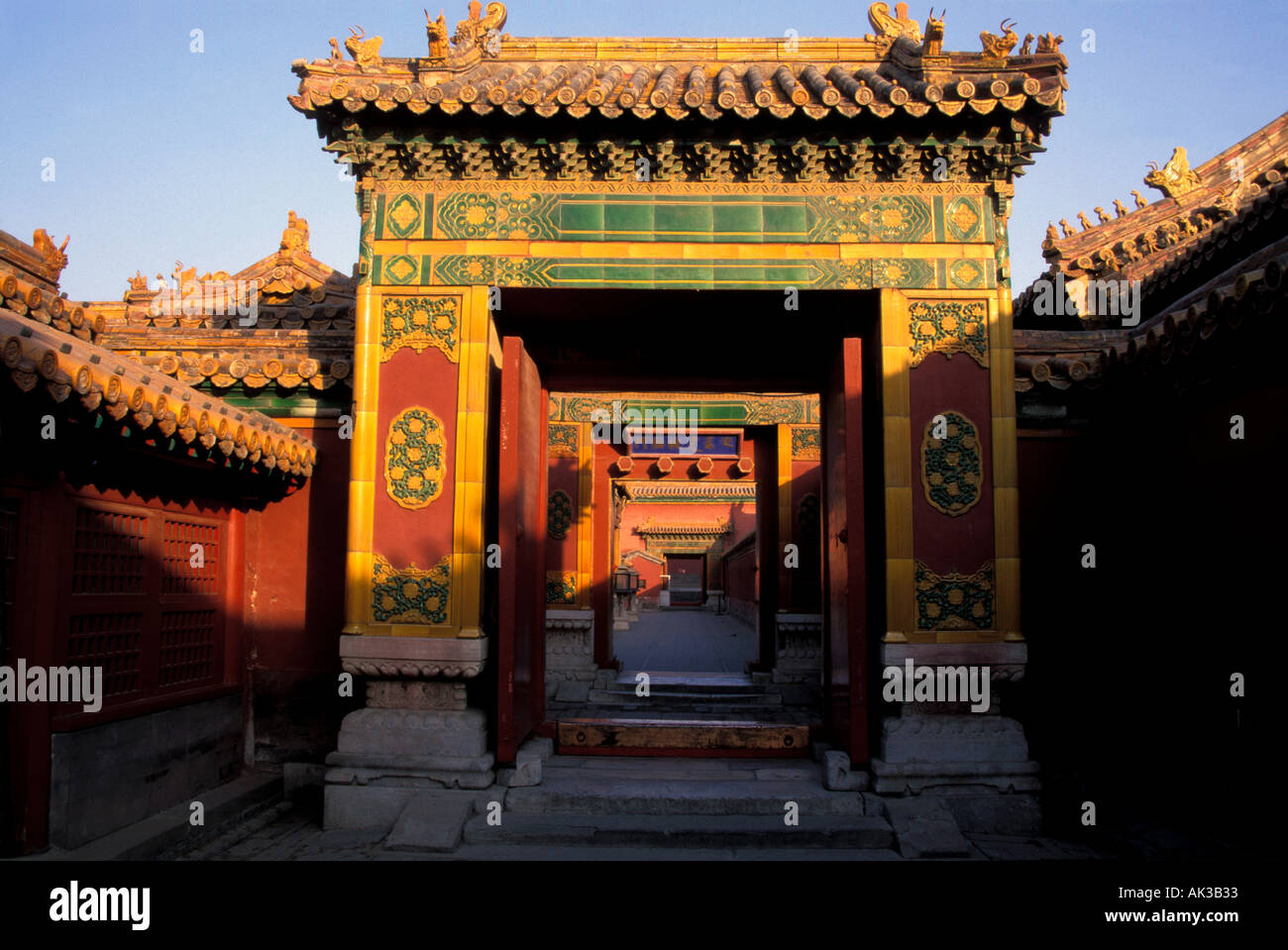 Verbotene Stadt unter Sonnenuntergang Beijing-China Stockfoto