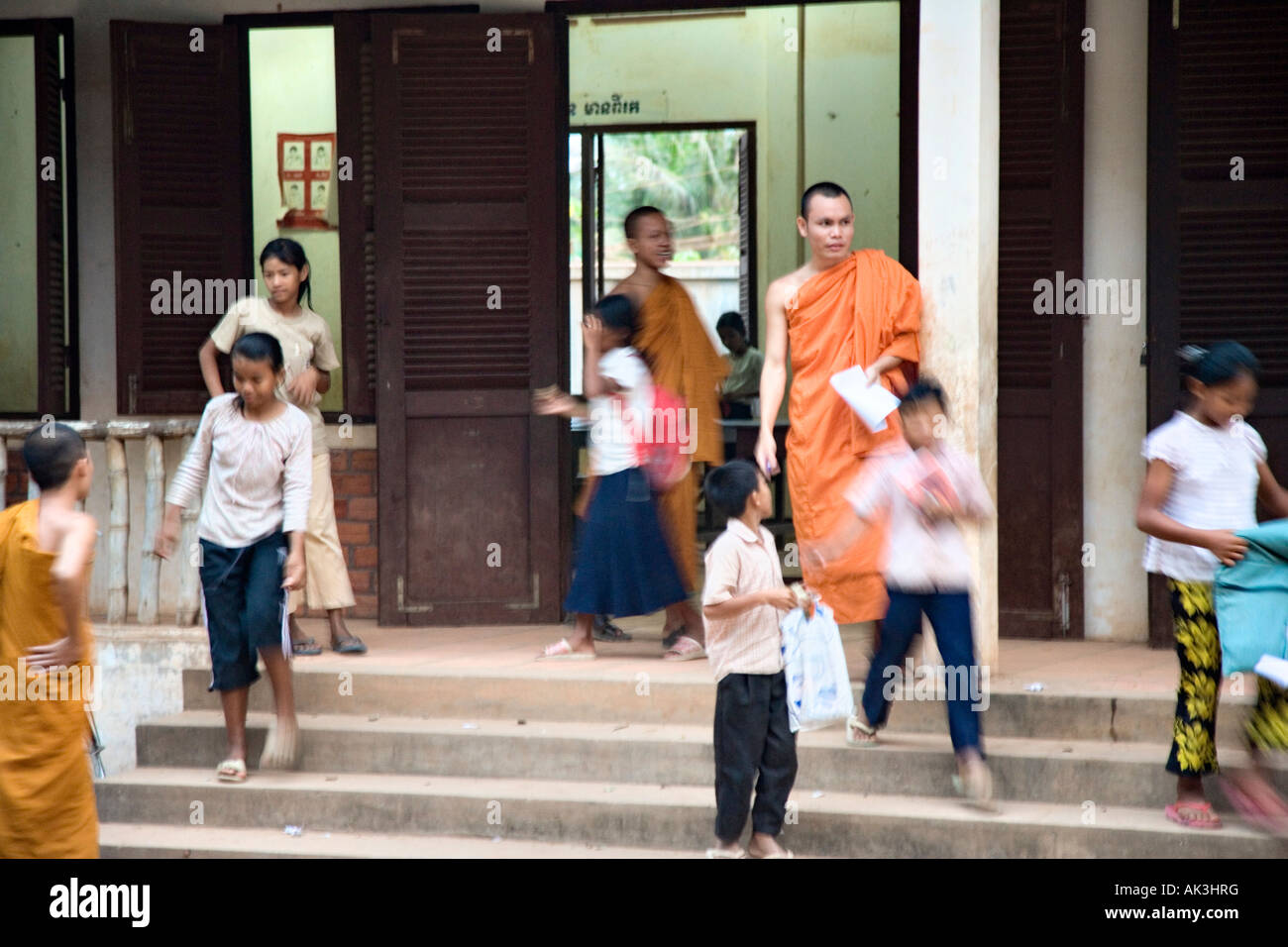 Schule des Mönchs, Siem Reap, Kambodscha (Bewegungsunschärfe) Stockfoto