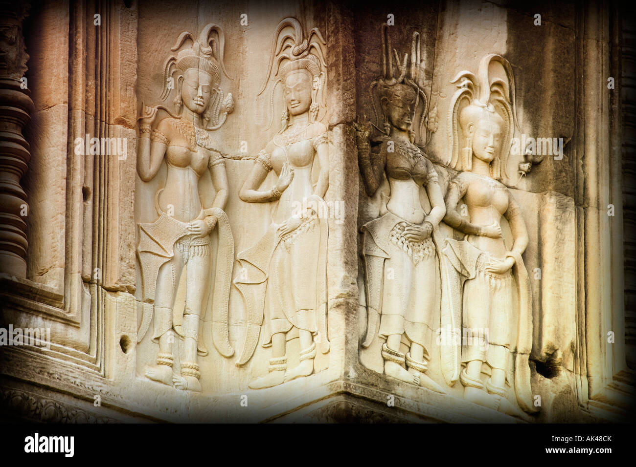 Reliefs von hinduistischen Mythen in Angkor Wat, Angkor, Kambodscha Stockfoto