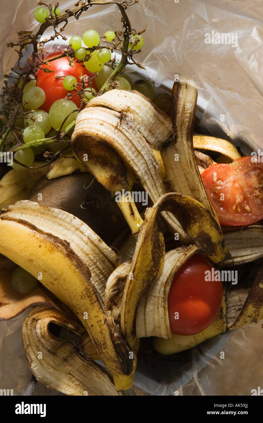 Obst und Gemüse in einem Abfallbehälter Oktober 2007 Stockfoto