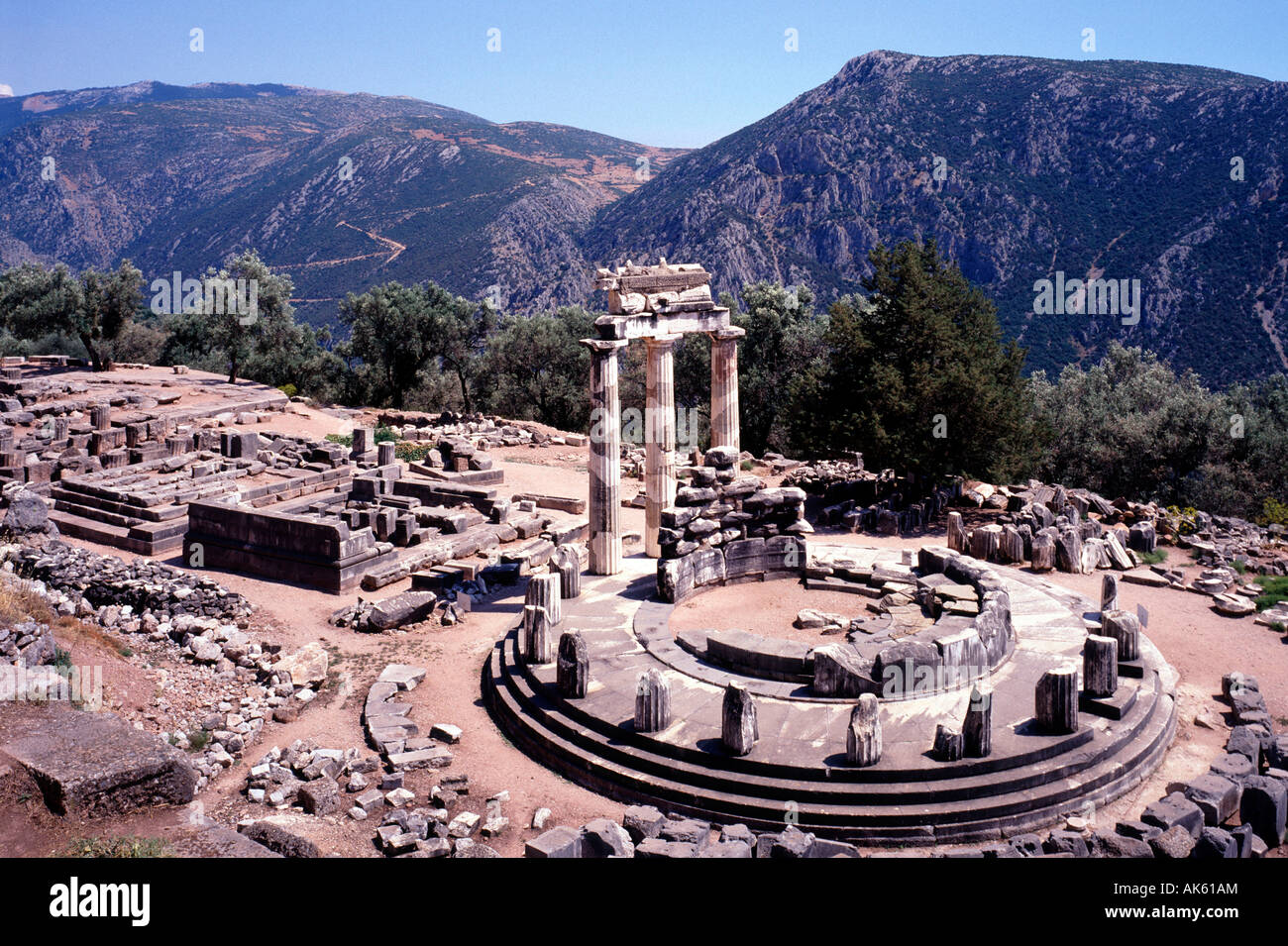 Runde Tempel / Delphi Stockfoto