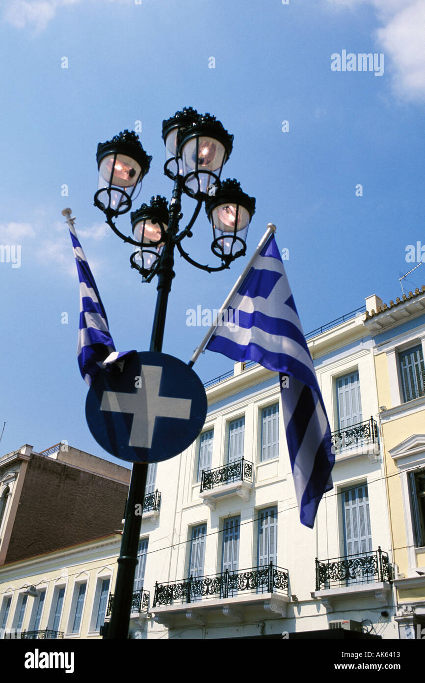 Griechenland, Athen, griechische Flaggen Stockfoto