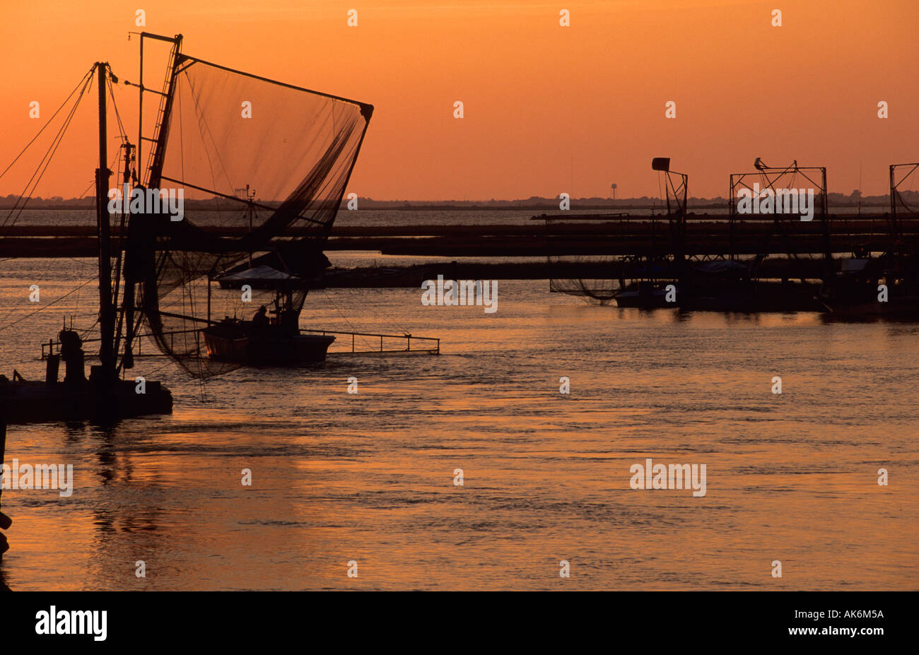 Angelboote/Fischerboote in den Hafen von Cocodrie im Delta Mississippi Flusses Stockfoto