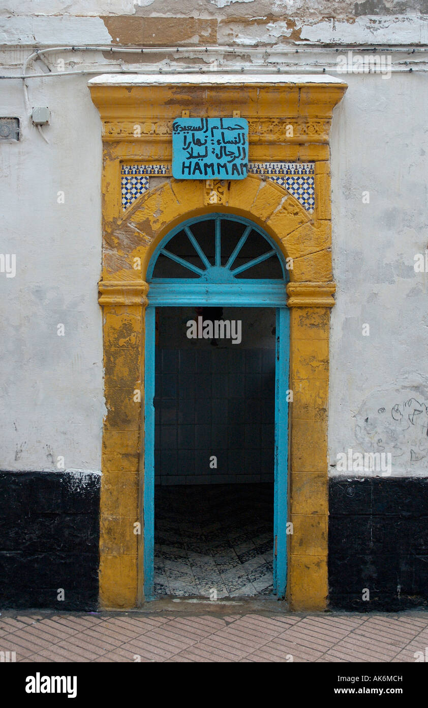 Hammam Tür Essaouira Marokko Stockfoto