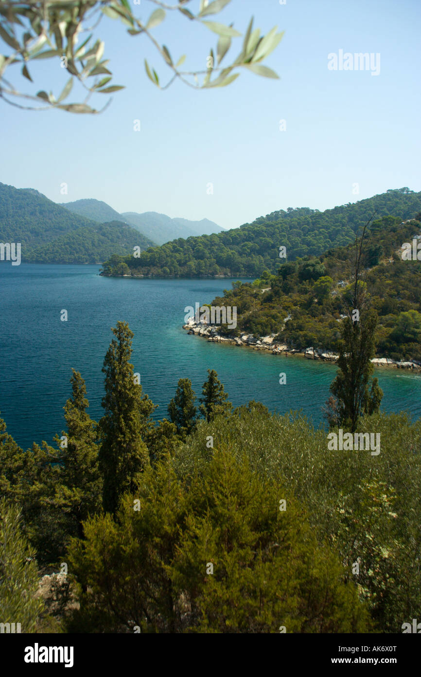 St Mary s Insel am salzigen See Veliko Jezero oder große See auf der Insel Mljet Kroatien Stockfoto