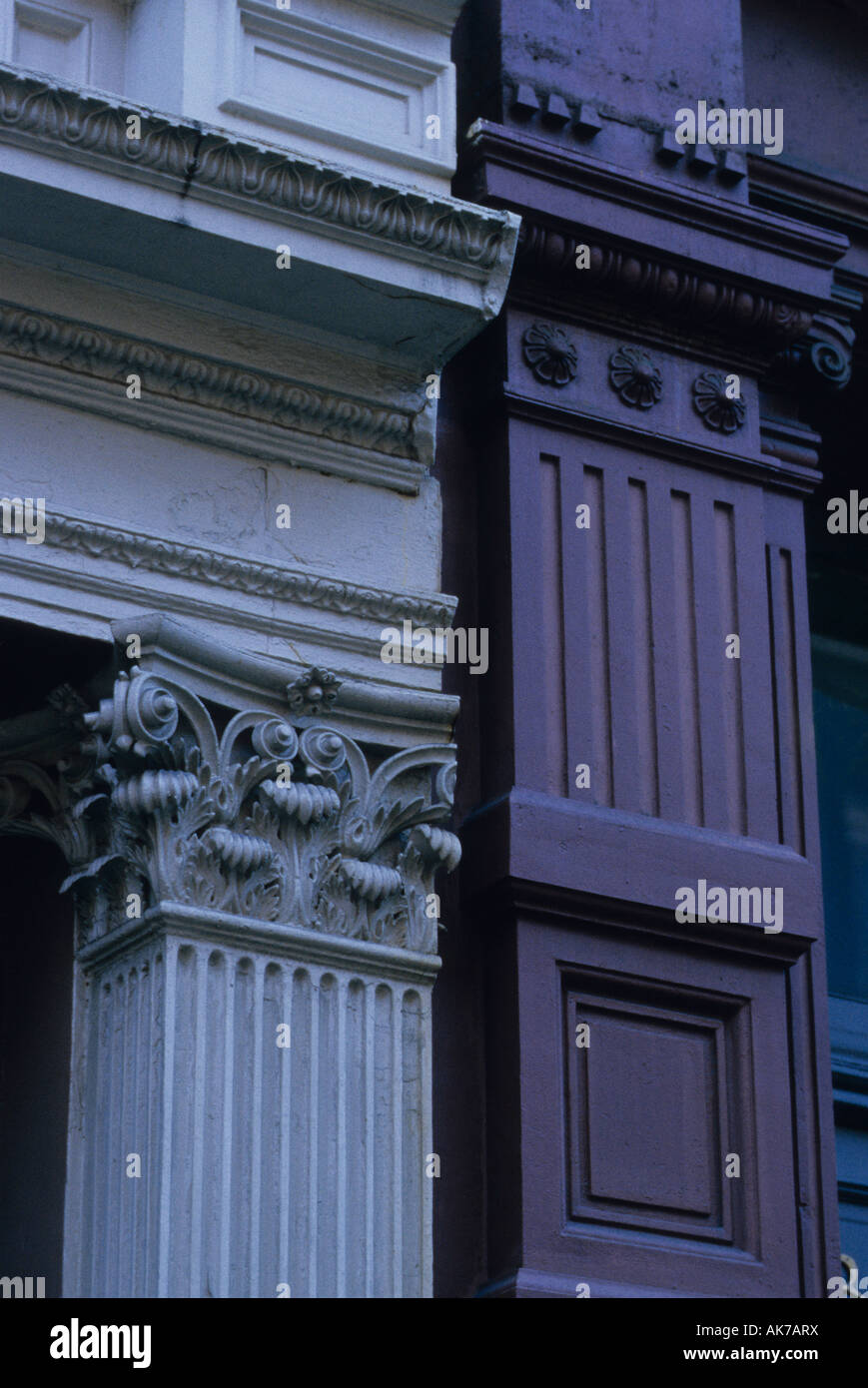 Soho-Gusseisen Bezirk architektonische Details Stockfoto