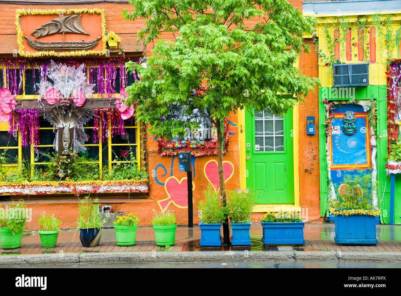 Kanada Montreal Quebec farbenfrohen Gebäuden im Gay Village Stockfoto