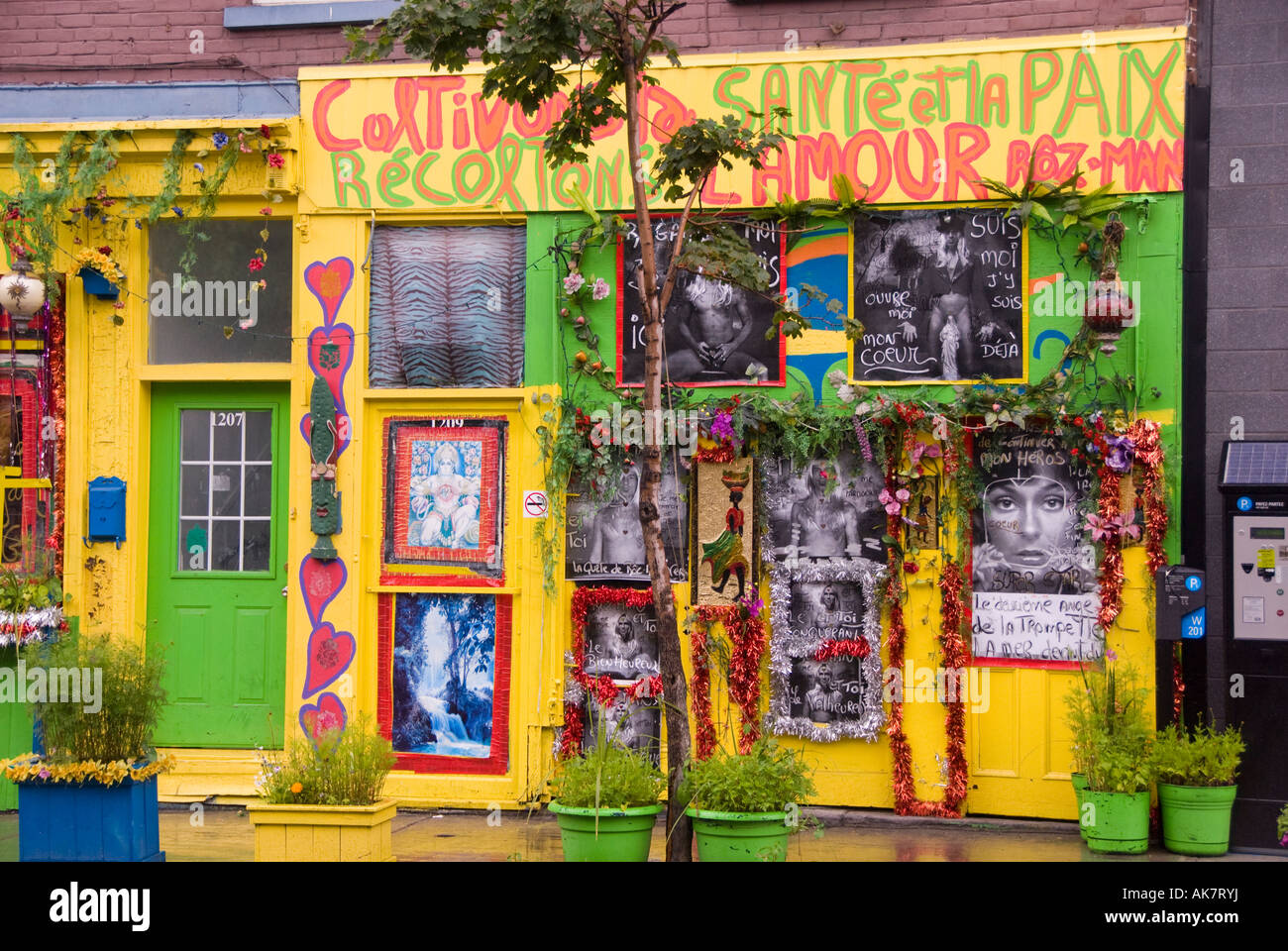 Kanada Montreal Quebec farbenfrohen Gebäuden im Gay Village Stockfoto