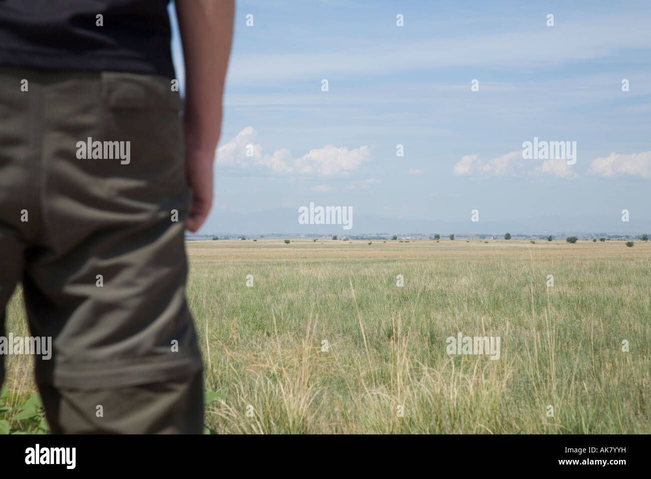 Tourist im Grasland Stockfoto