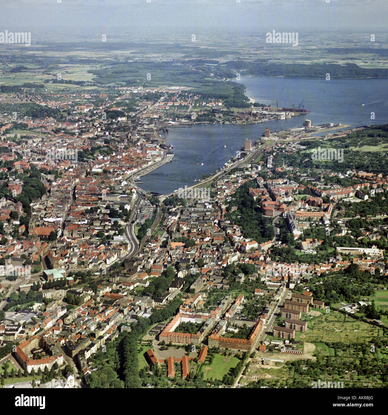 Blick auf die Stadt und der Flensburger Foerde, Deutschland, Schleswig-Holstein, Flensburg Stockfoto