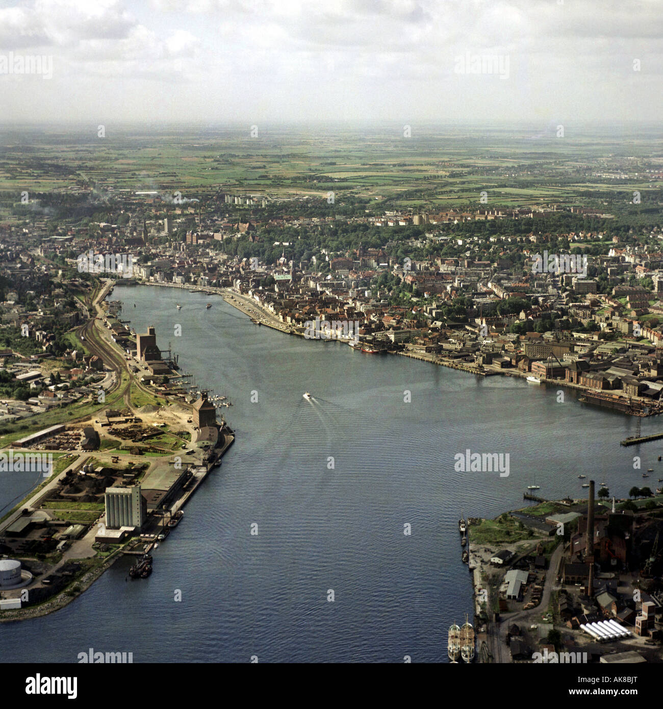 Blick auf die Stadt und der Flensburger Foerde, Deutschland, Schleswig-Holstein, Flensburg Stockfoto
