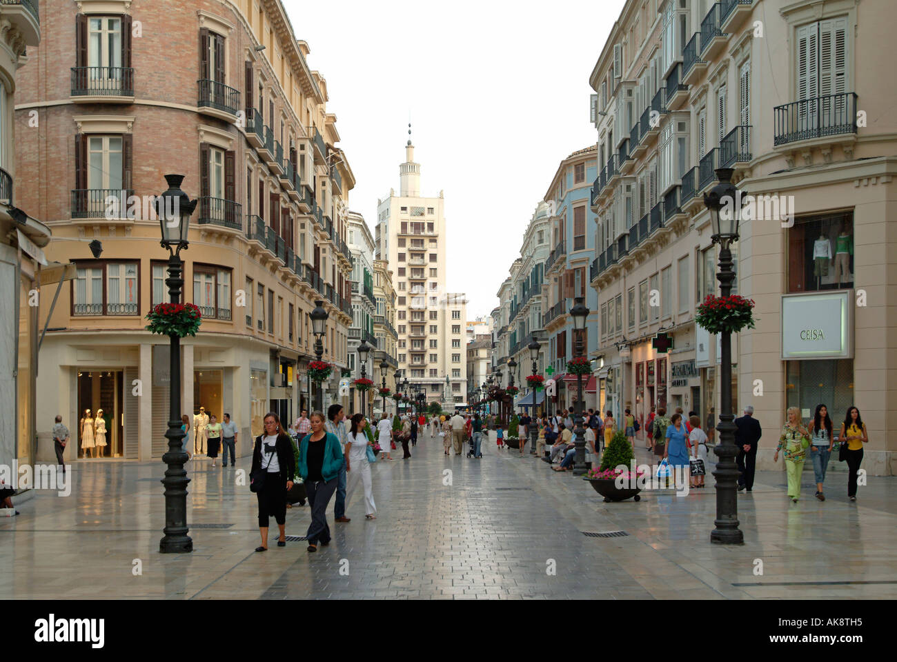Calle Marques de Larios. Alte Stadt von Málaga. Stadt Malaga. Malaga. Andalusien. Costa del Sol in Spanien. Spanien. Europa. Stockfoto
