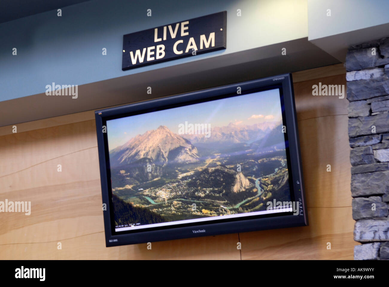 Live Webcam im Banff Gondeln Banff Alberta Kanada kanadischen Rockies kanadischen Rocky Mountains Banff National Park Stockfoto