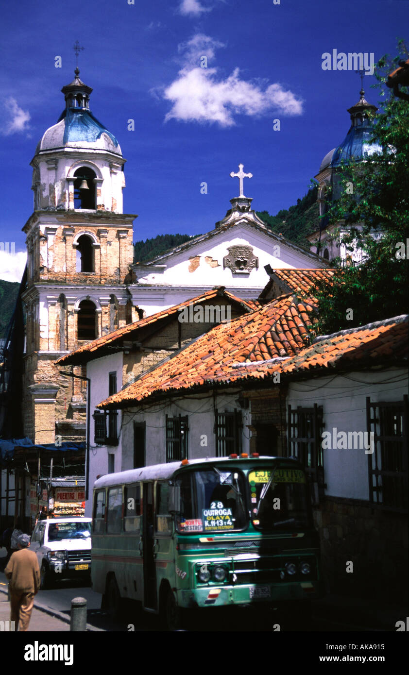 La Candelaria Kirche. Koloniale Altstadt La Candelaria. Santa Fe de Bogota.Colombia Stockfoto