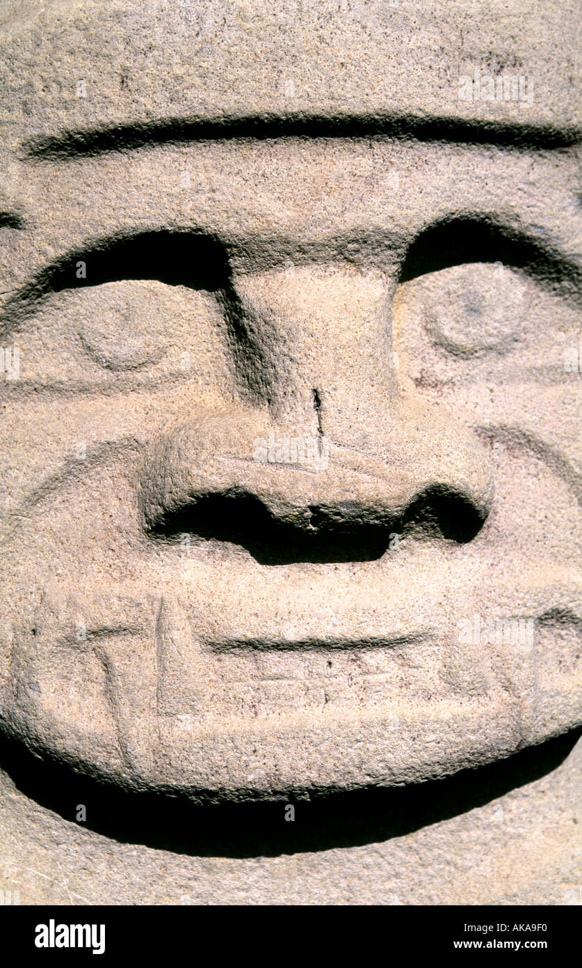 Precolombian Skulptur. San Agustin archäologischen Park. UNESCO Welterbe-Aufstellungsort. Huila Abteilung. Kolumbien Stockfoto