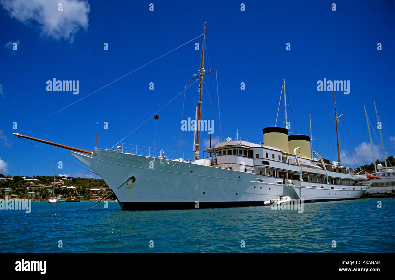 Talitha G startete im Jahr 1930 abgebildet vor Anker in Falmouth Harbour Antigua Stockfoto