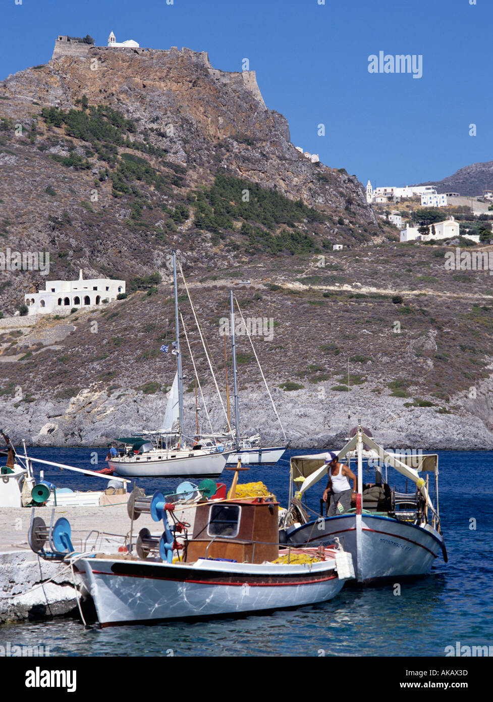 Angelboote/Fischerboote in Kapsali Hafen Kythera Griechenland Stockfoto