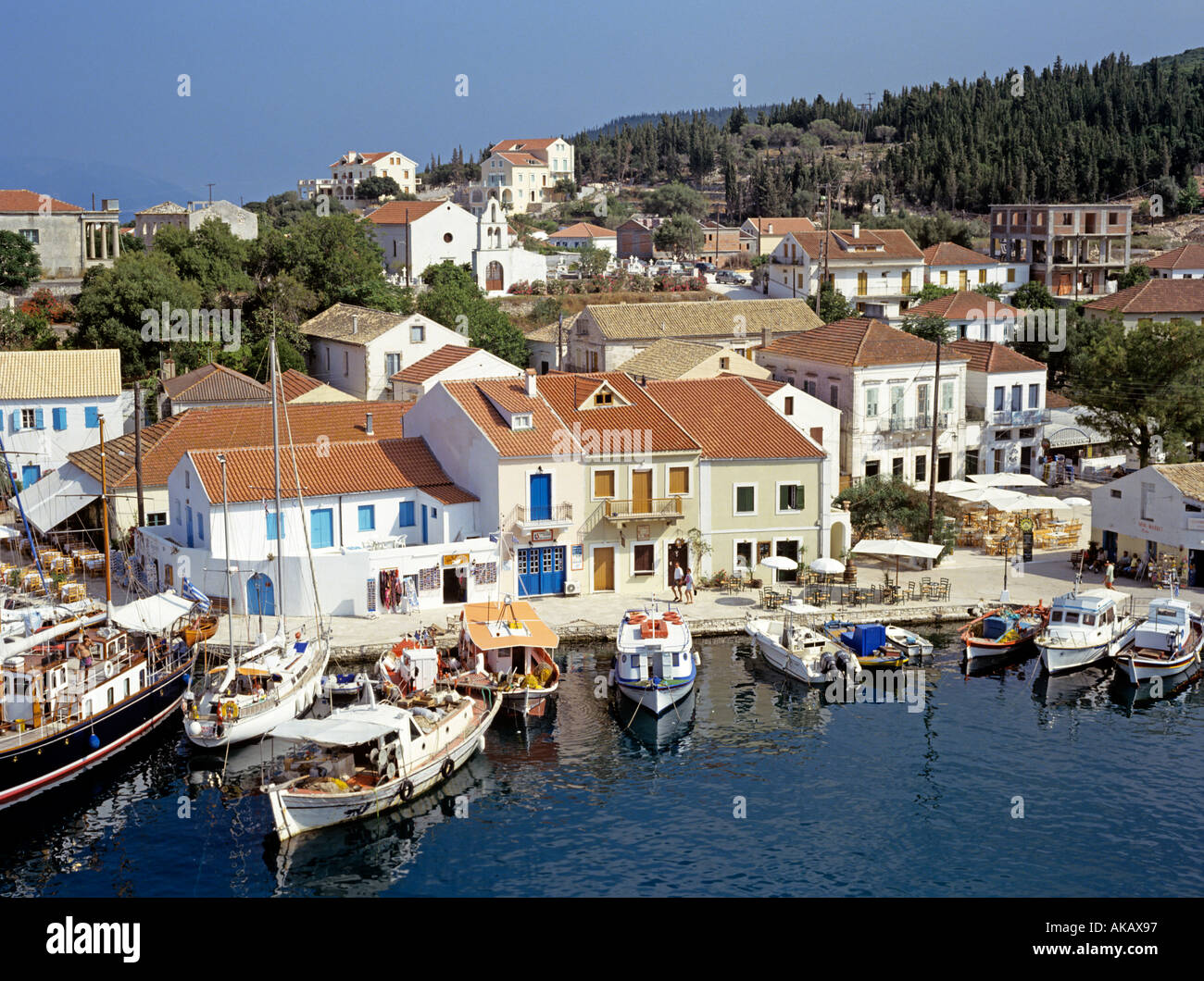 Hafen von Fiscardo Kephallonia Griechenland malerischen Fischerdorf Stockfoto