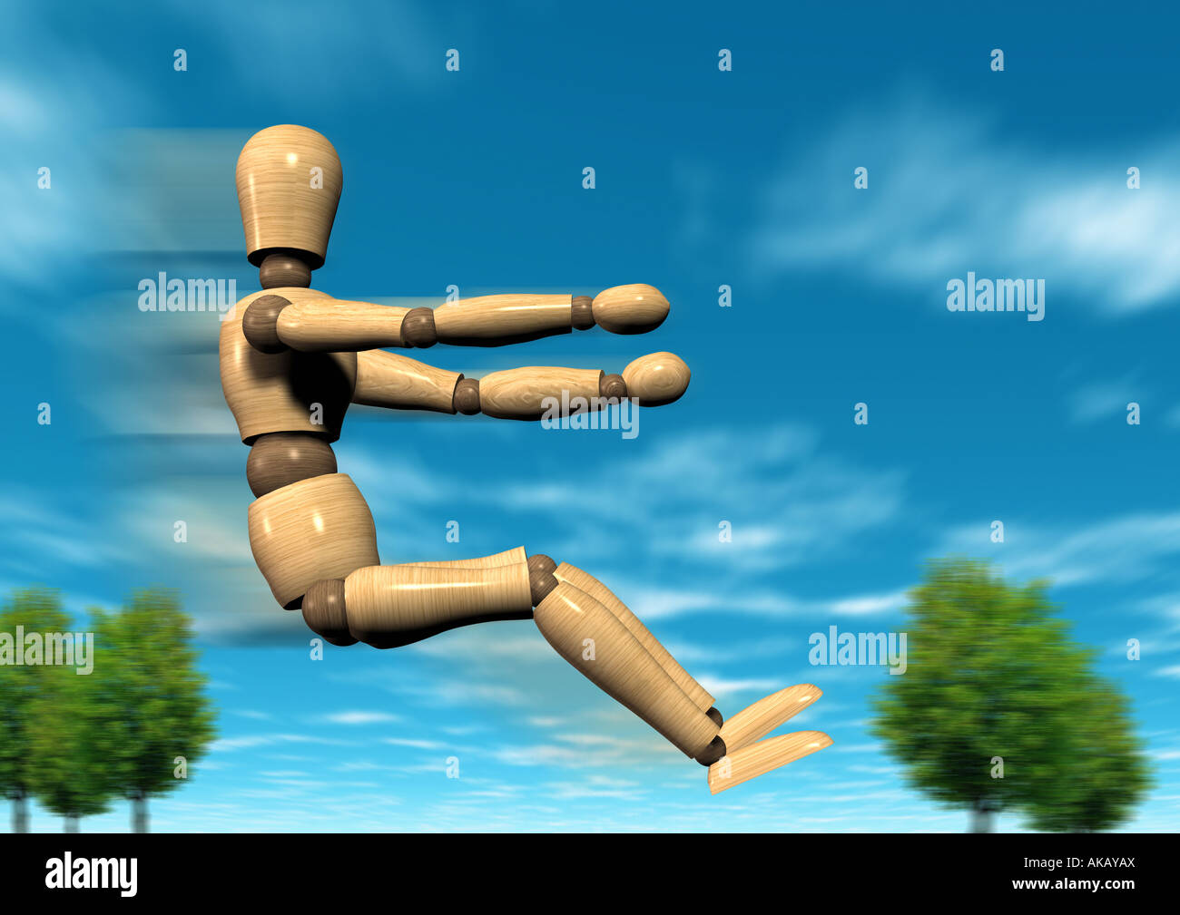 gegliederte Puppe Auto Gliederpuppe Fährt Auto fahren Stockfoto