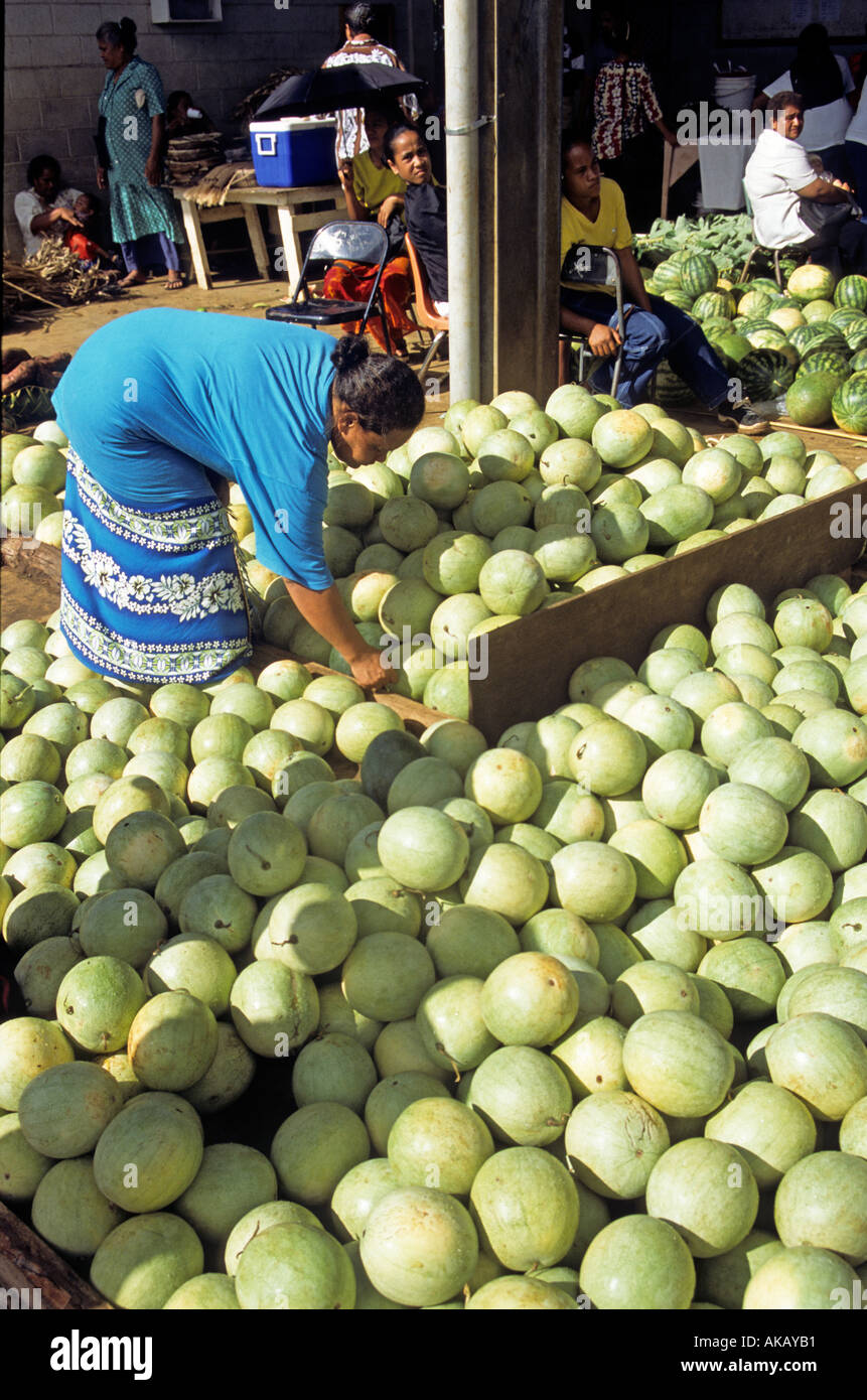 Melonen im lokalen Markt frisches Obst im Pazifik Tonga Stockfoto