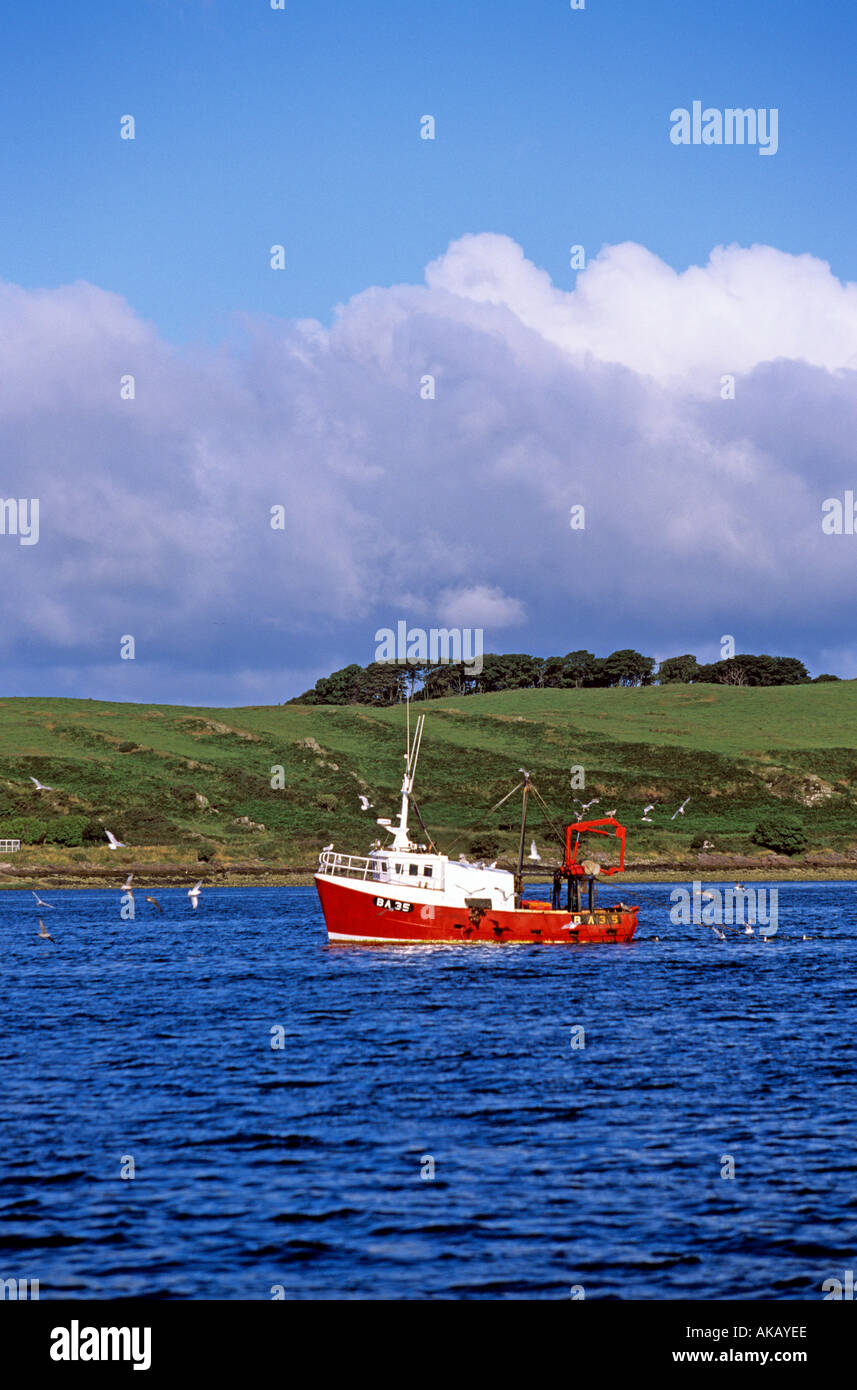 Kleiner Trawler Fischerboot auf der Clyde-Mündung Fischerei vor Great Cumbrae Insel Scotland UK Stockfoto