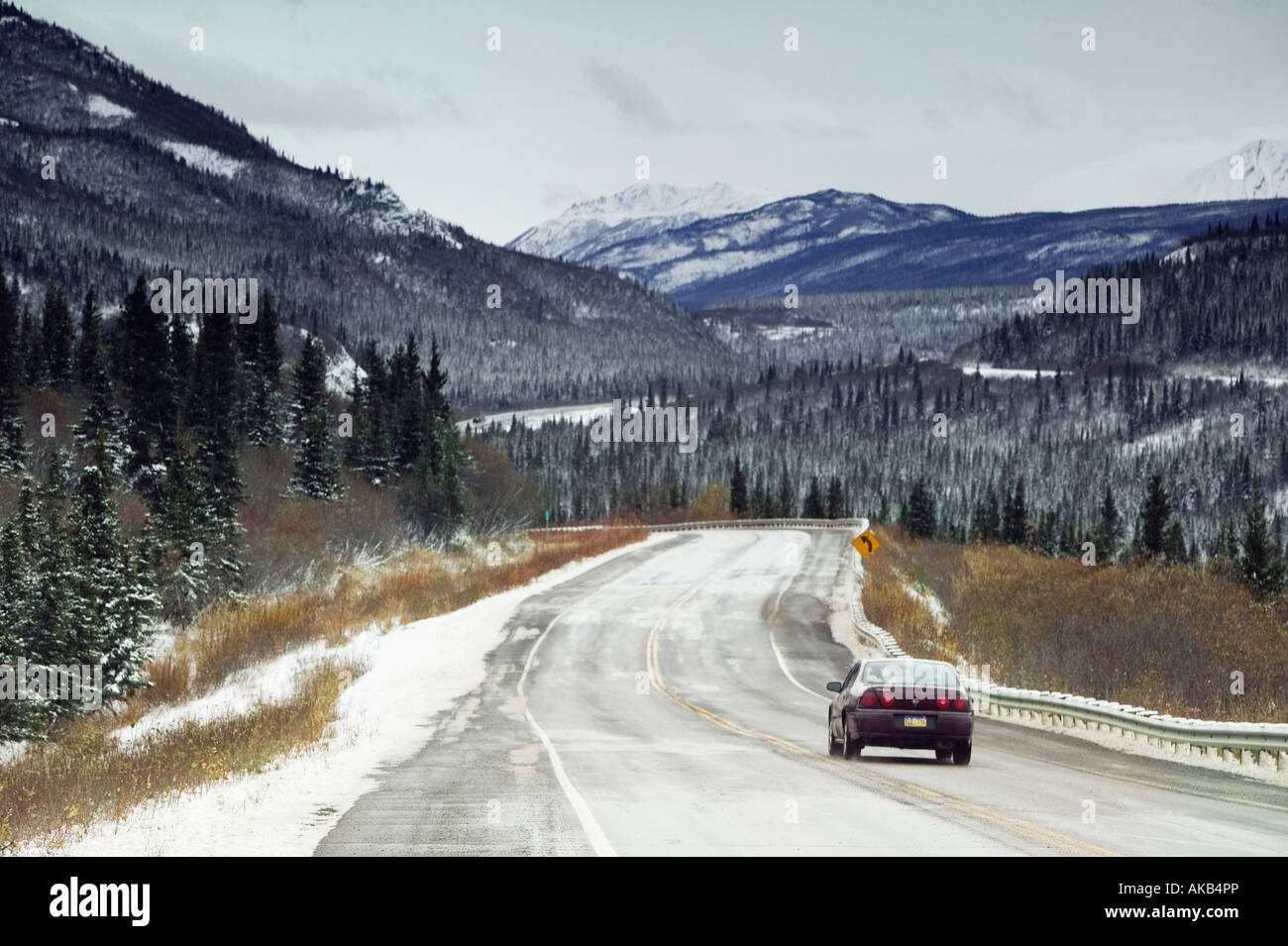 USA, Alaska, Healy, erster Schnee George Parks Highway Stockfoto