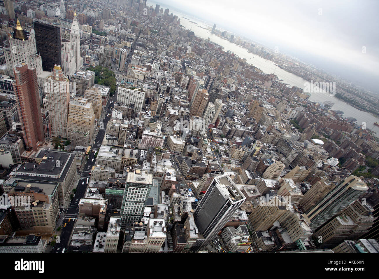 Weitwinkel-Luftbild von Manhattan. New York, U S A Stockfoto