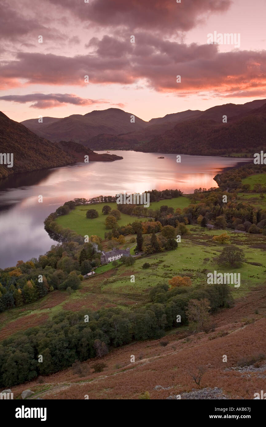 Sonnenuntergang über Ullswater, Lake District, Cumbria, England Stockfoto