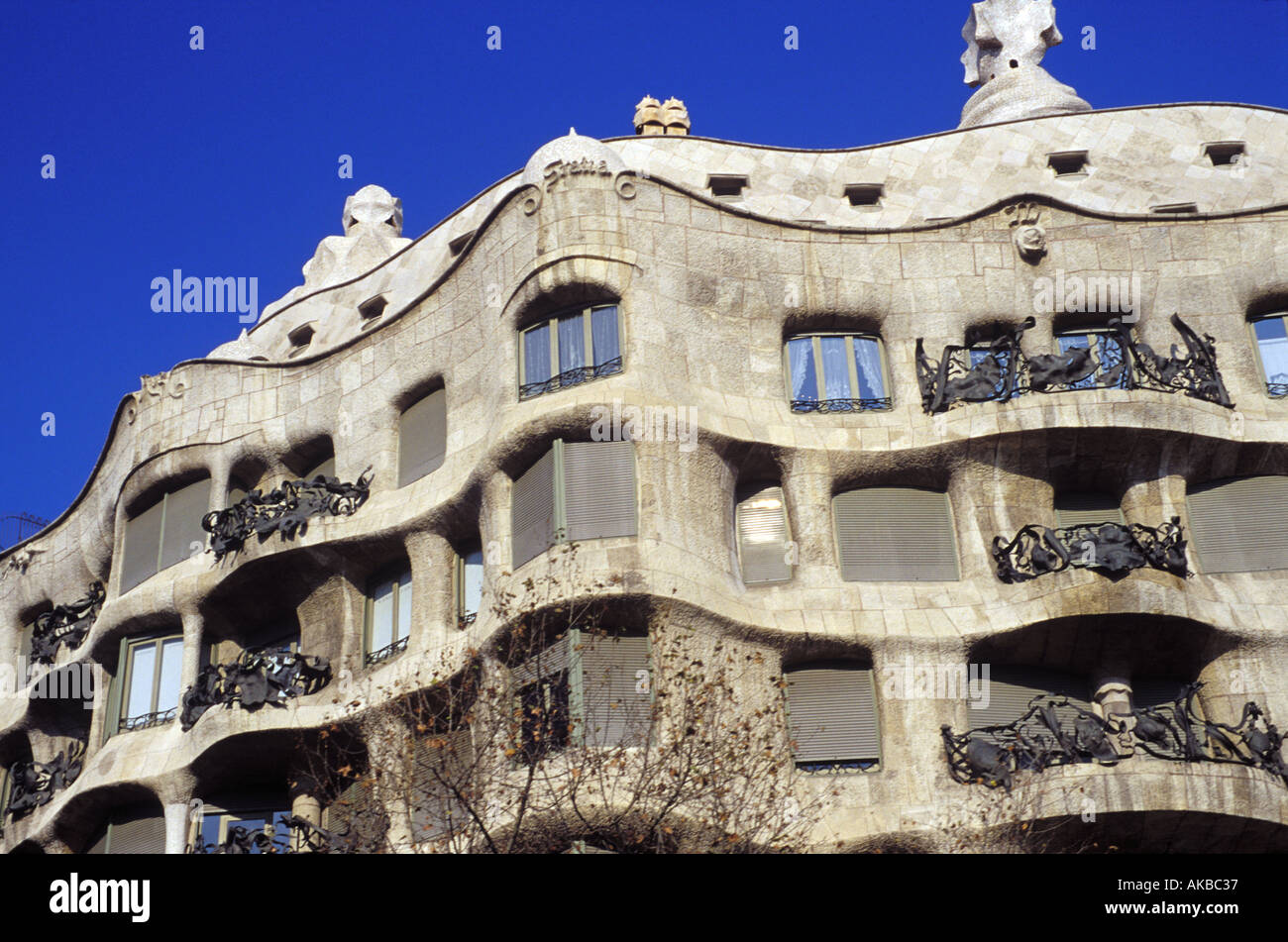 Gaudís Casa Mila in Barcelona Stockfoto