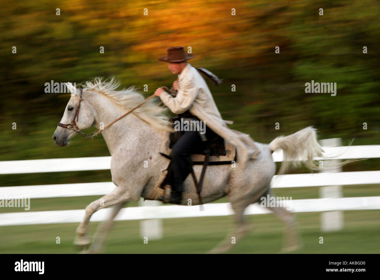 Pony Express Reiter auf einem Reenactment in Wisconsin Stockfoto