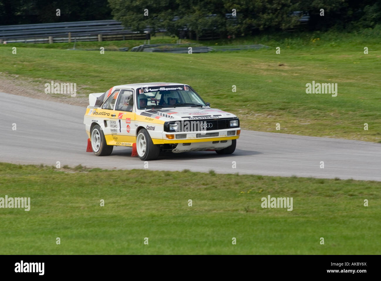 Audi Quattro Short Wheel Base Gruppe B Rallye-Auto am Oulton Park Rennstrecke in Cheshire Vereinigtes Königreich Stockfoto