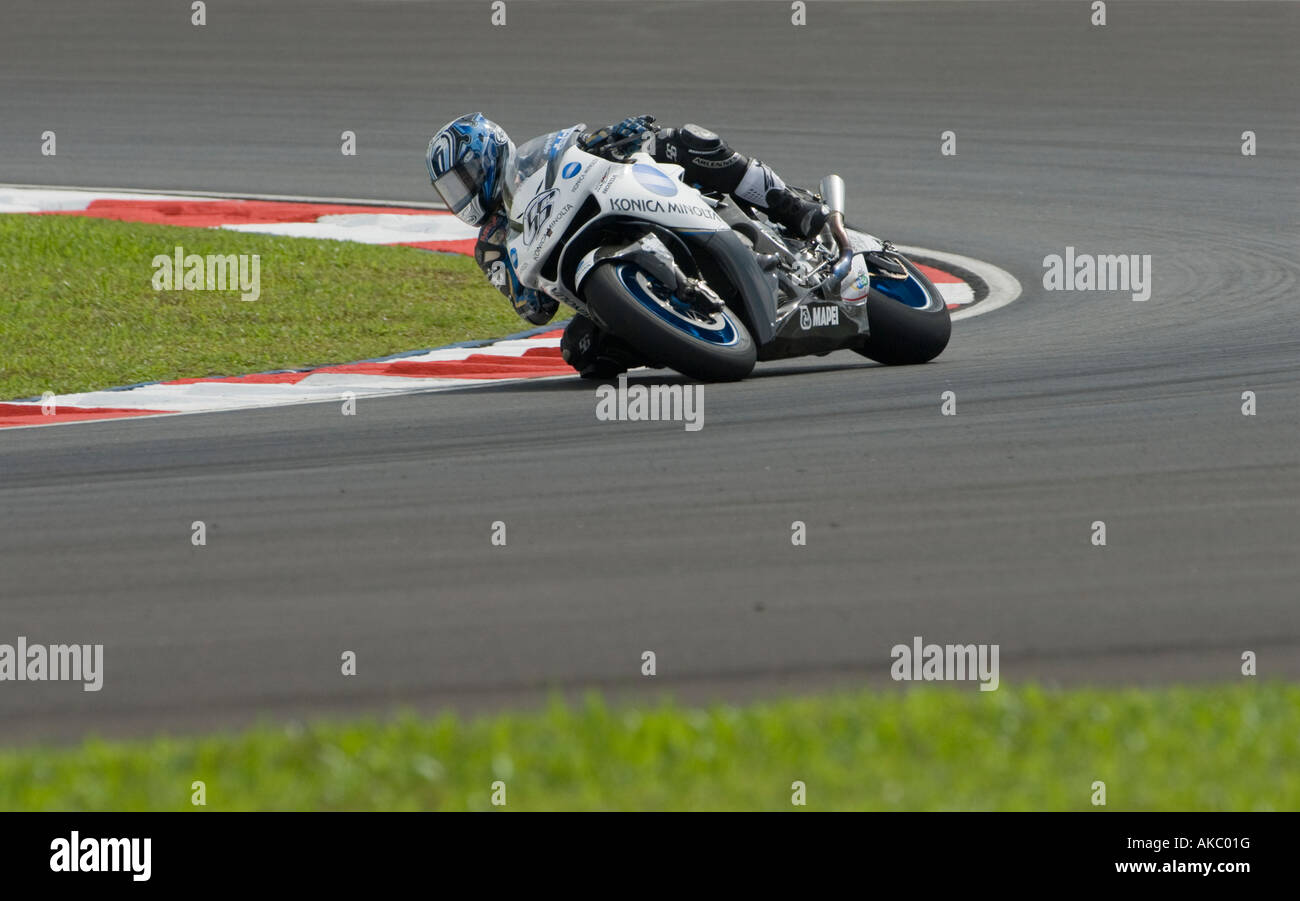 Japanische Shinya Nakano Konica Minolta 2007 Polini Malaysian Motorrad-Grand-Prix Strecke in Sepang Malaysia Stockfoto